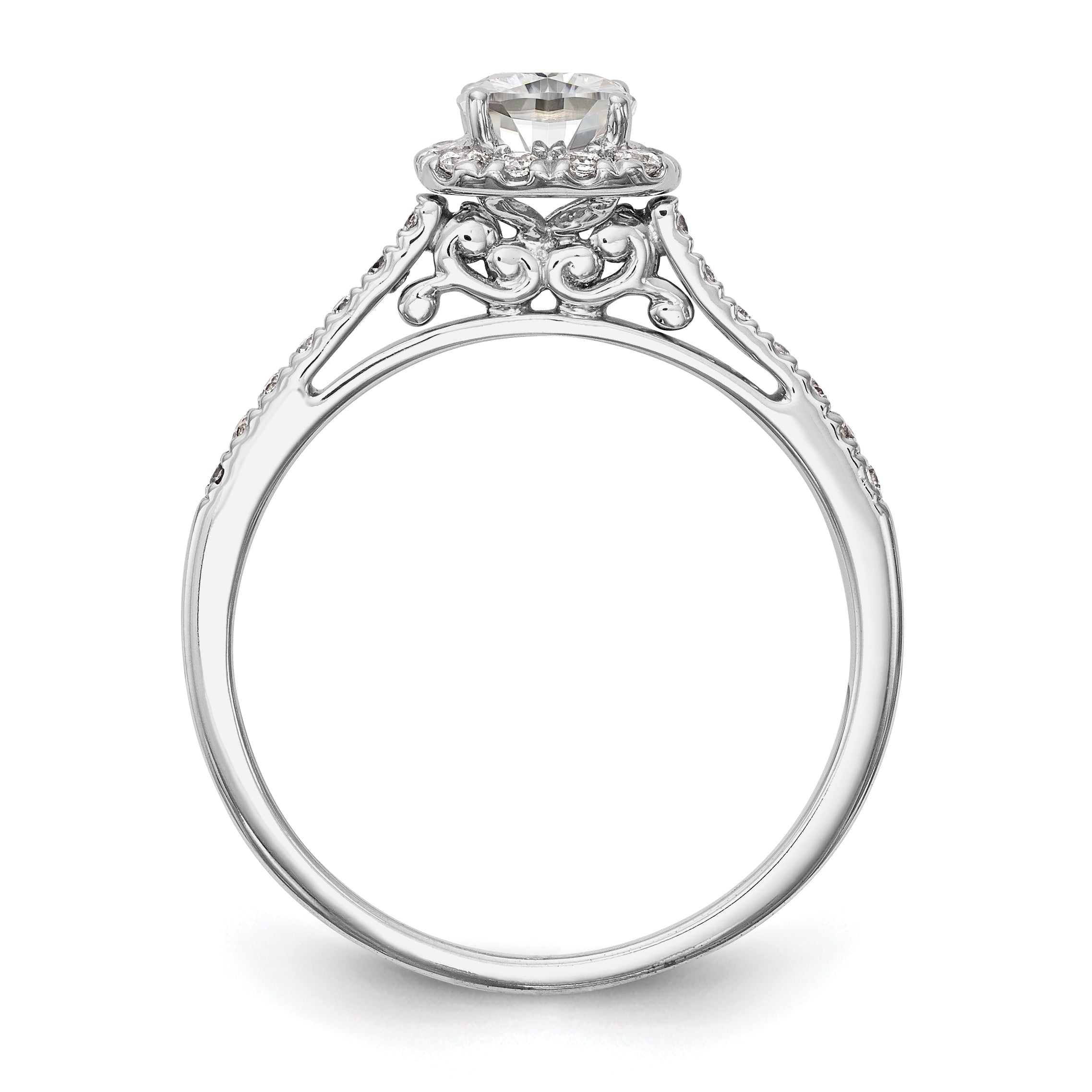 1.00ct. CZ Solid Real 14K White Gold Cushion Halo Engagement Ring