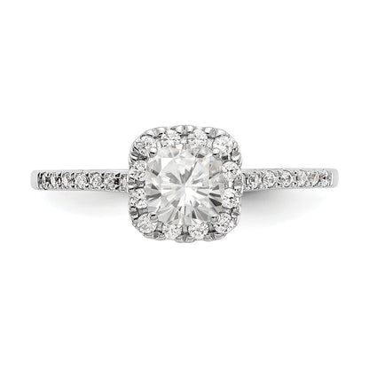 0.75ct. CZ Solid Real 14K White Gold Cushion Halo Engagement Ring