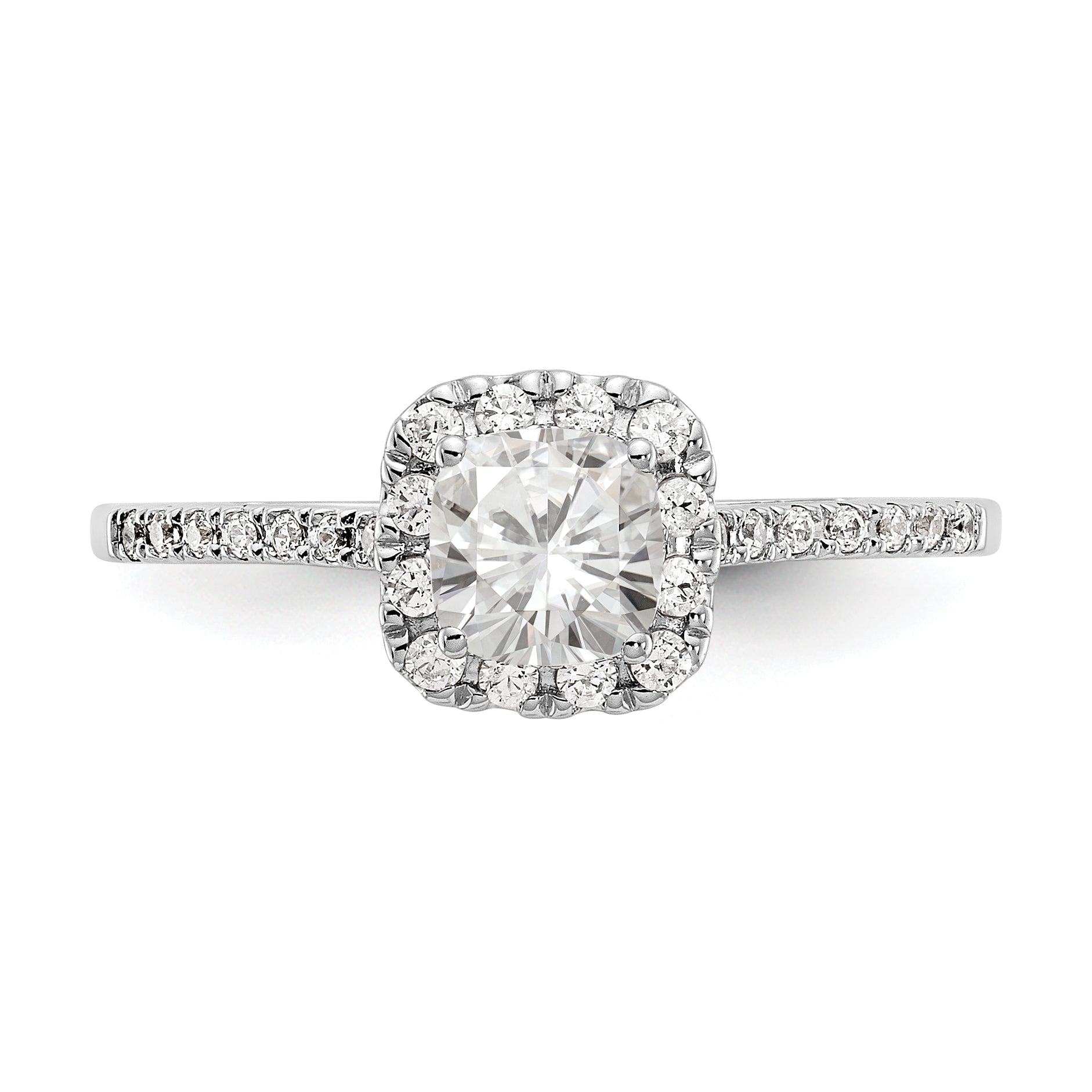 1.00ct. CZ Solid Real 14K White Gold Cushion Halo Engagement Ring
