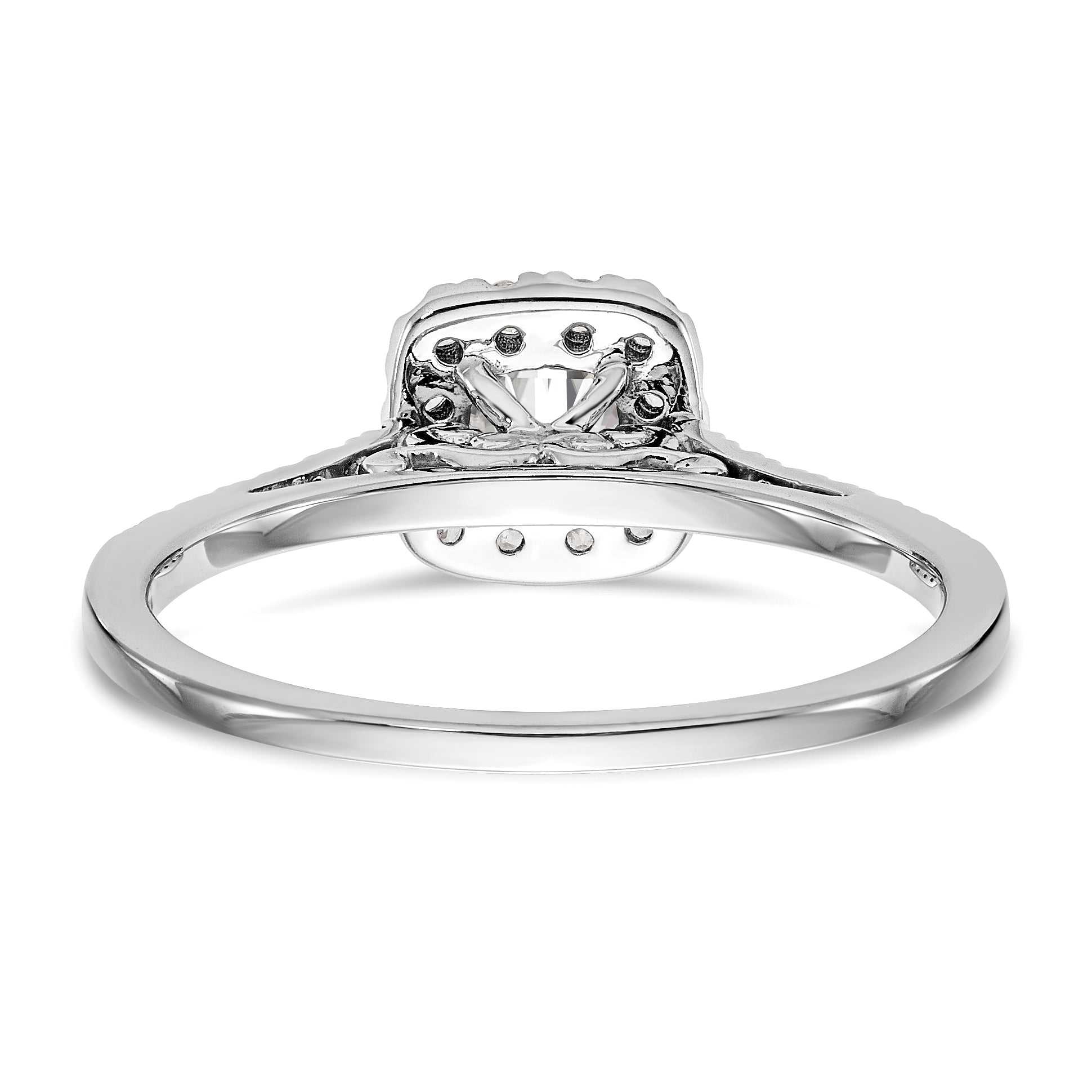 1.00ct. CZ Solid Real 14K White Gold Cushion Halo Engagement Ring