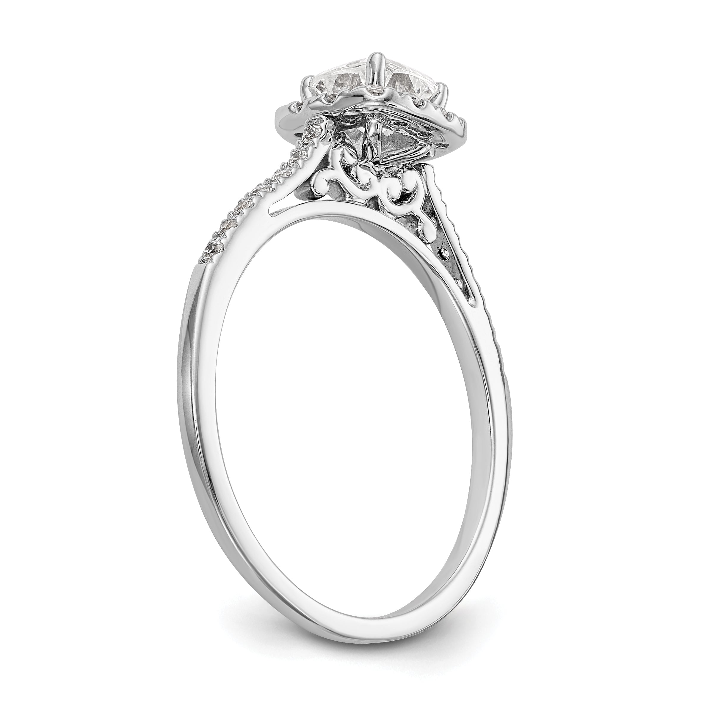 0.75ct. CZ Solid Real 14K White Gold Cushion Halo Engagement Ring