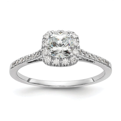 1.00ct. CZ Solid Real 14K White Gold Cushion Halo Engagement Ring