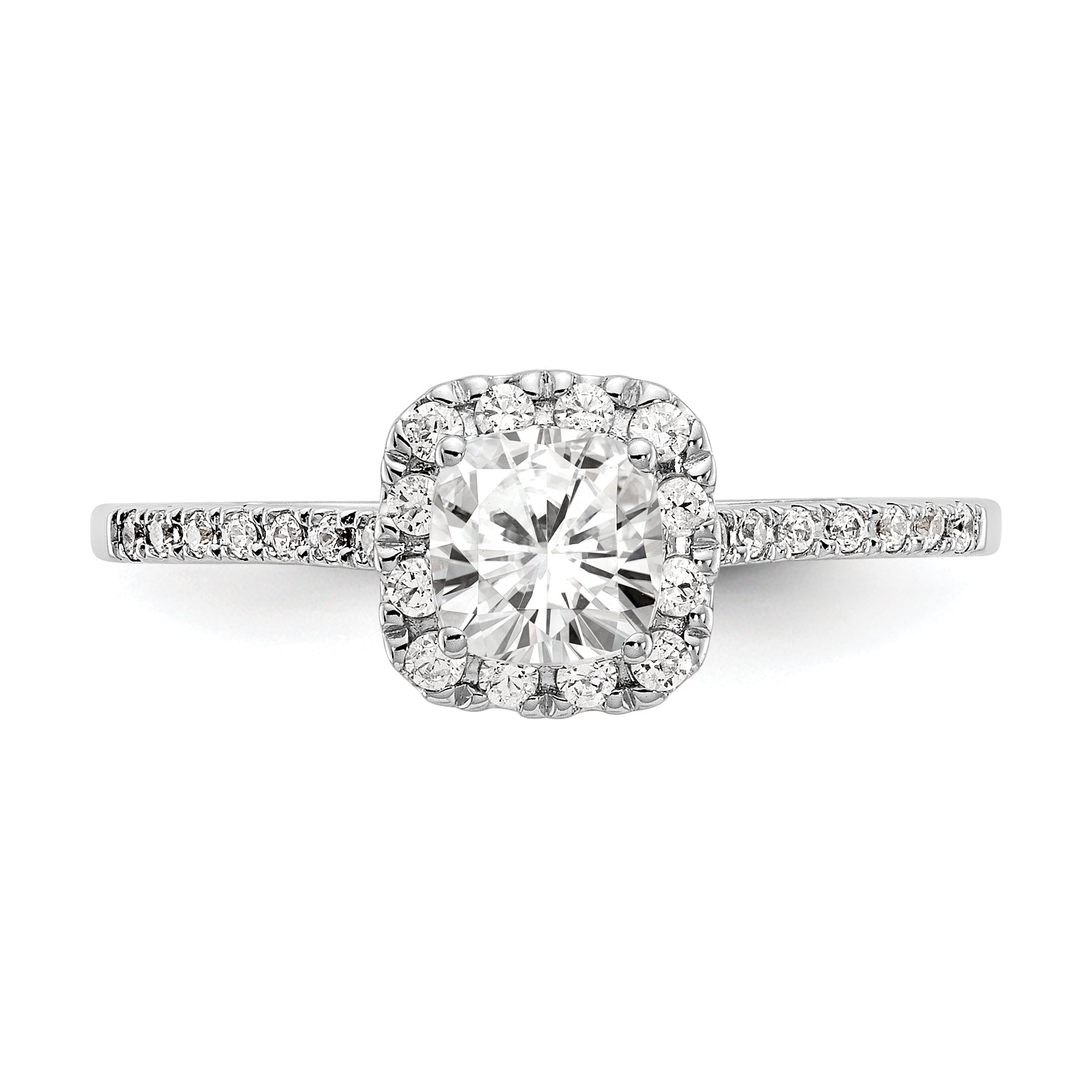 0.50ct. CZ Solid Real 14ktt Cushion Halo Engagement Ring