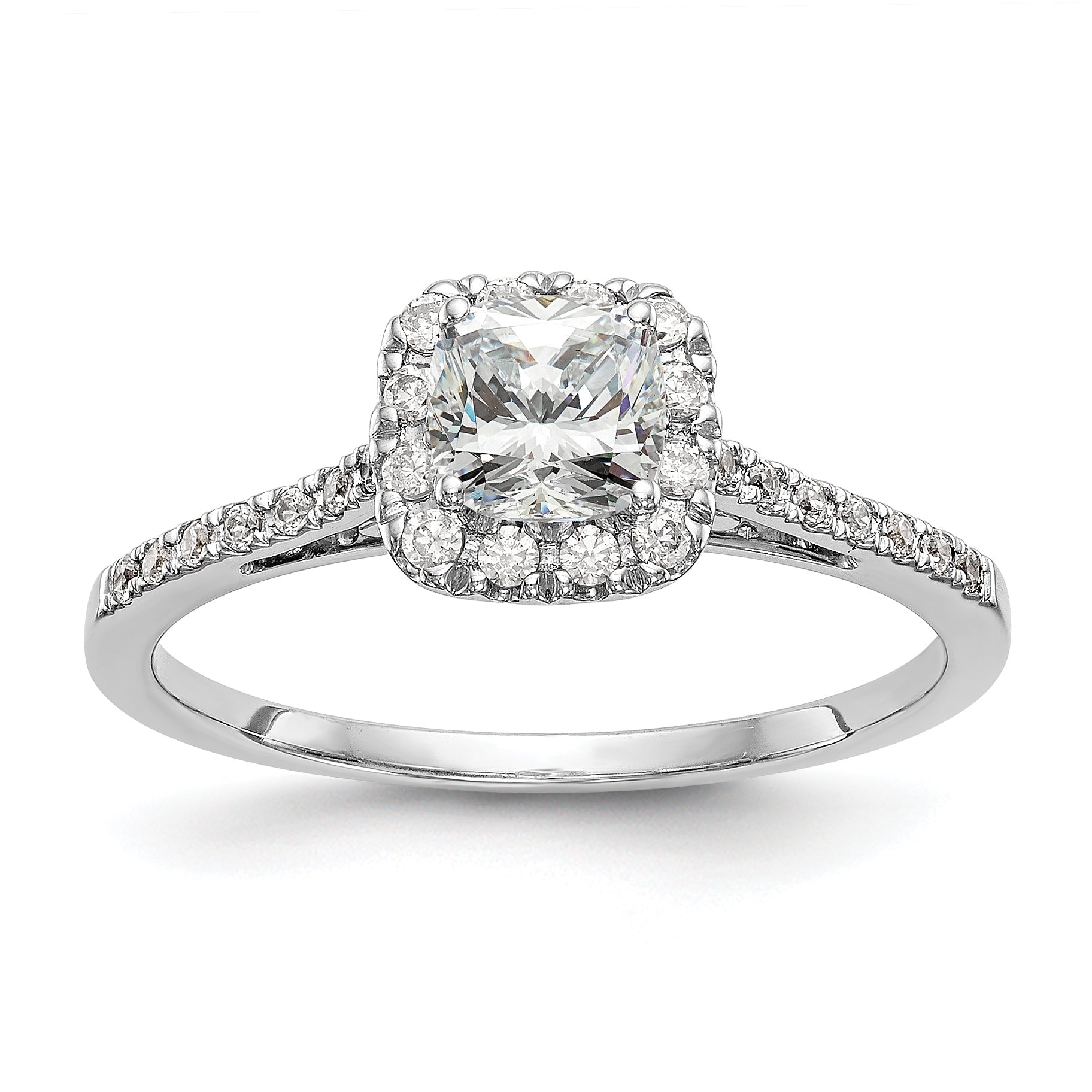 0.50ct. CZ Solid Real 14ktt Cushion Halo Engagement Ring