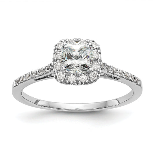 0.75ct. CZ Solid Real 14ktt Cushion Halo Engagement Ring