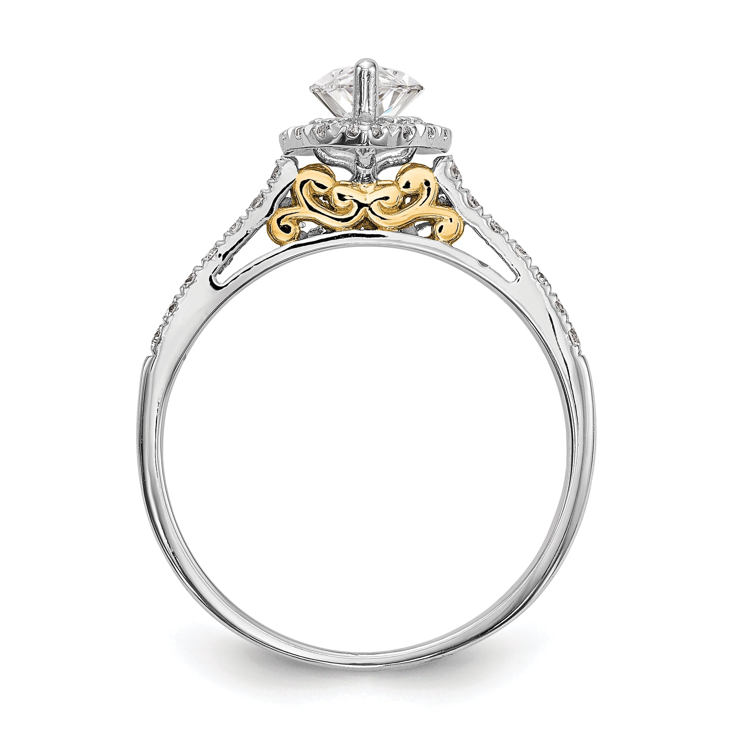0.33ct. CZ Solid Real 14ktt Marquise Halo Engagement Ring