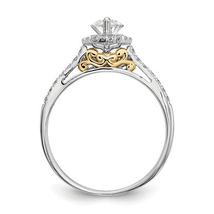 0.33ct. CZ Solid Real 14ktt Marquise Halo Engagement Ring