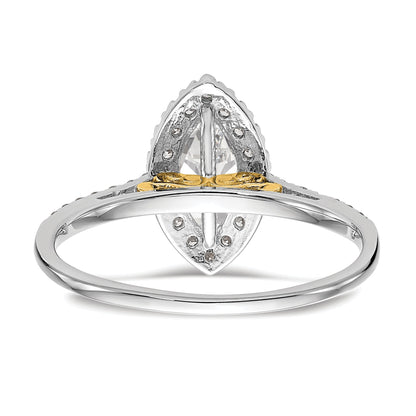 0.33ct. CZ Solid Real 14ktt Marquise Halo Engagement Ring