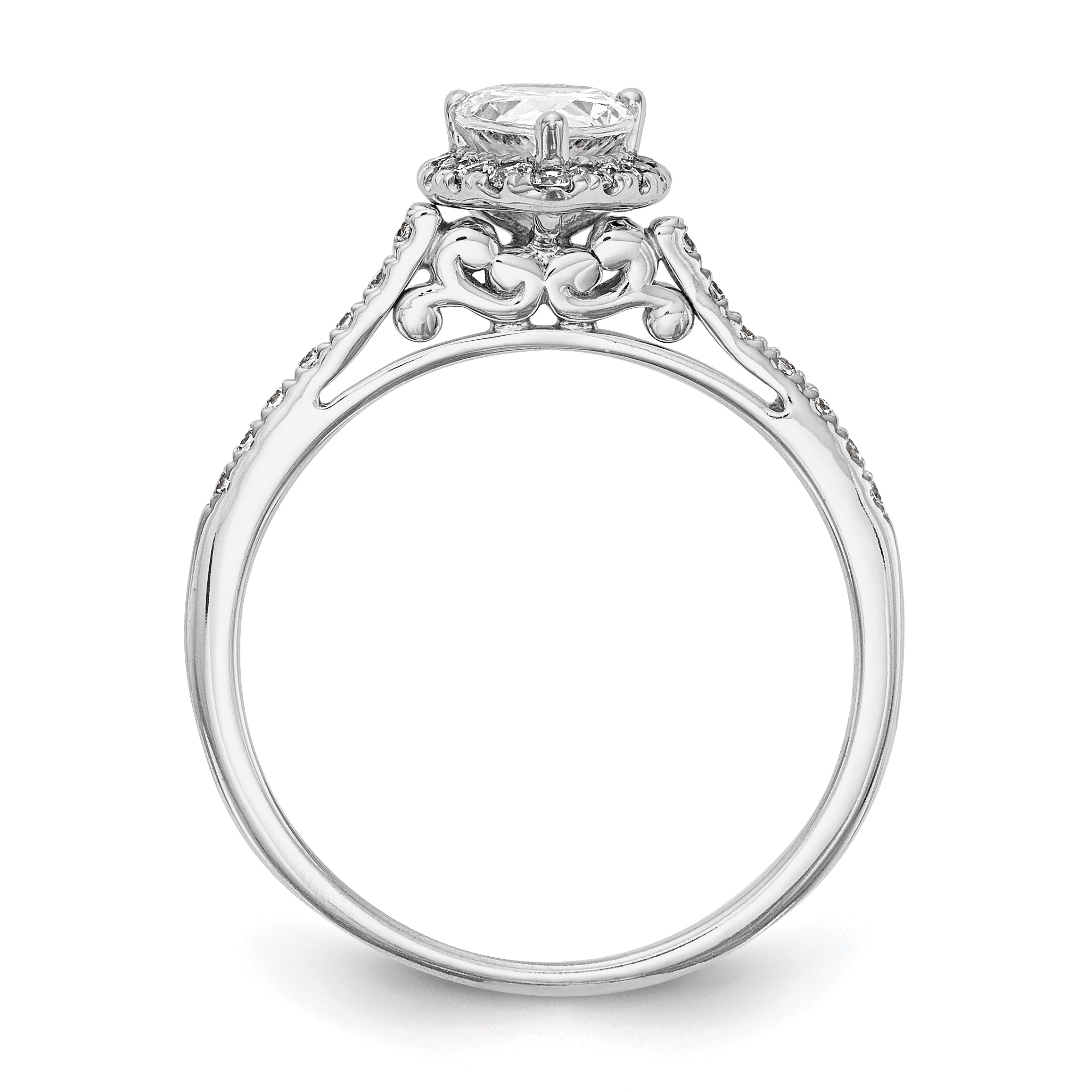 2.00ct. CZ Solid Real 14K White Gold Pear Halo Engagement Ring