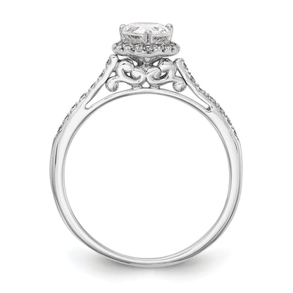 2.00ct. CZ Solid Real 14K White Gold Pear Halo Engagement Ring