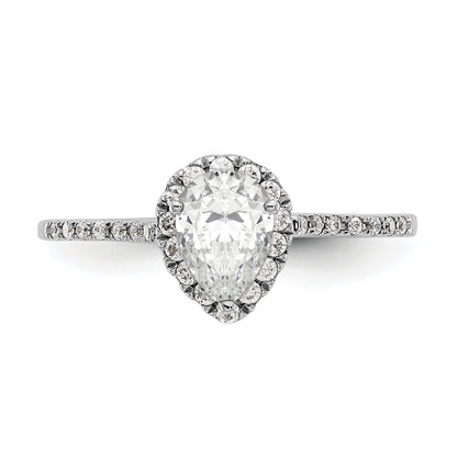 2.00ct. CZ Solid Real 14K White Gold Pear Halo Engagement Ring