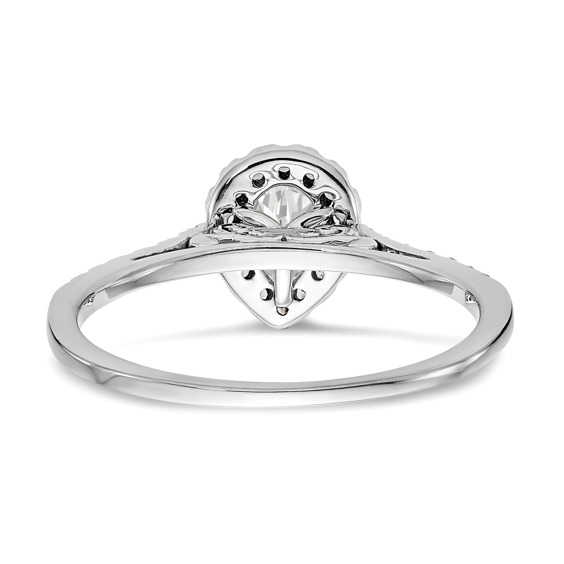 1.00ct. CZ Solid Real 14K White Gold Pear Halo Engagement Ring