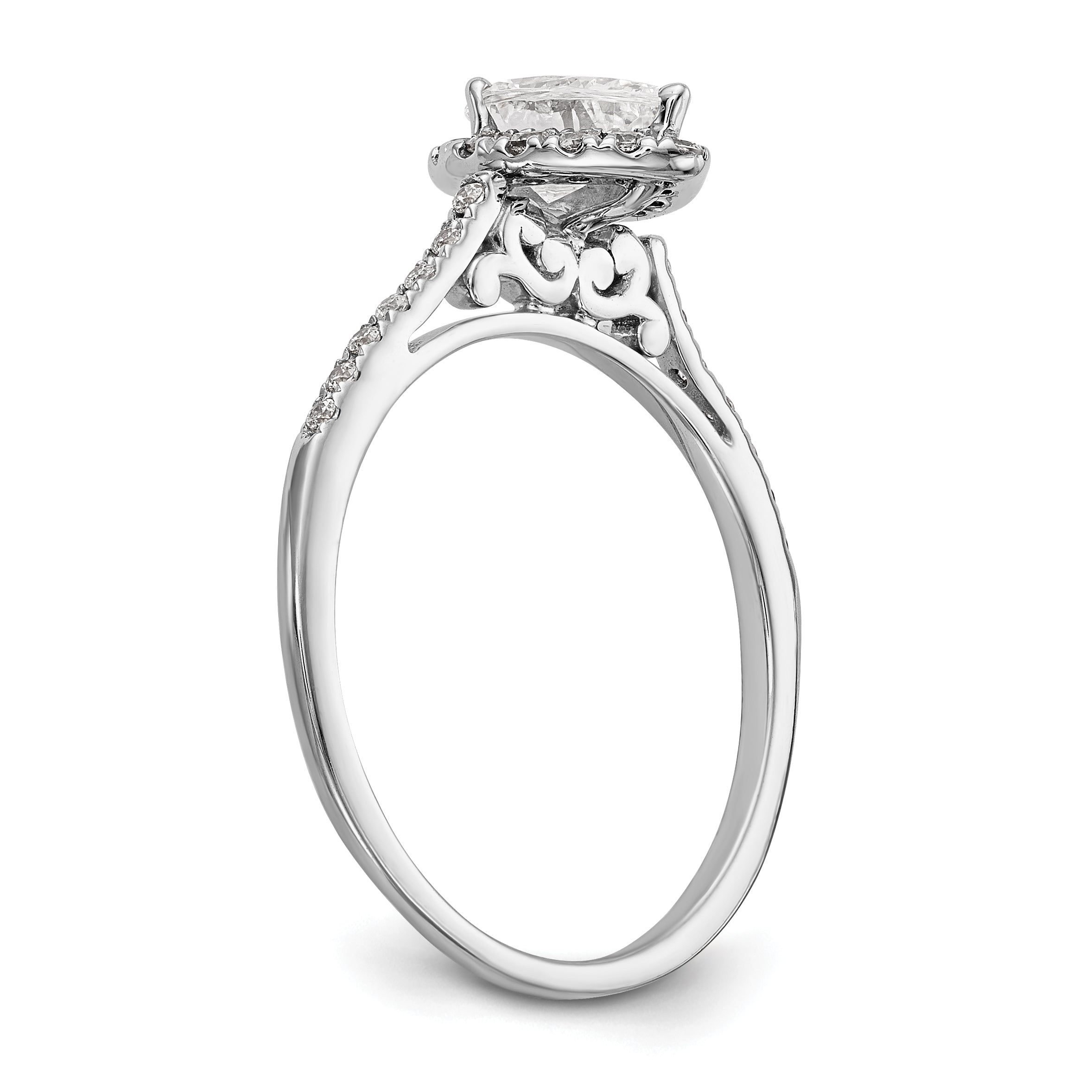 2.00ct. CZ Solid Real 14K White Gold Pear Halo Engagement Ring