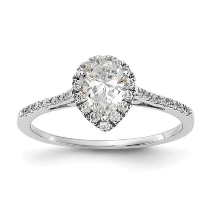 2.00ct. CZ Solid Real 14K White Gold Pear Halo Engagement Ring