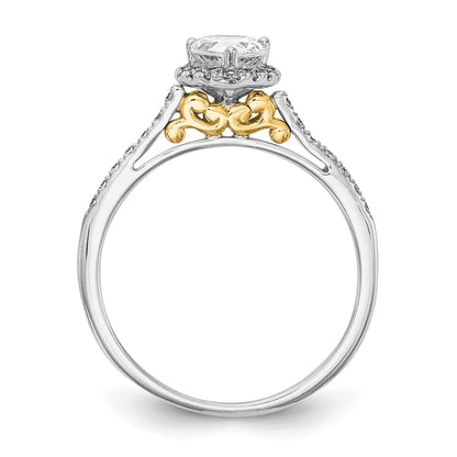 1.50ct. CZ Solid Real 14ktt Pear Halo Engagement Ring