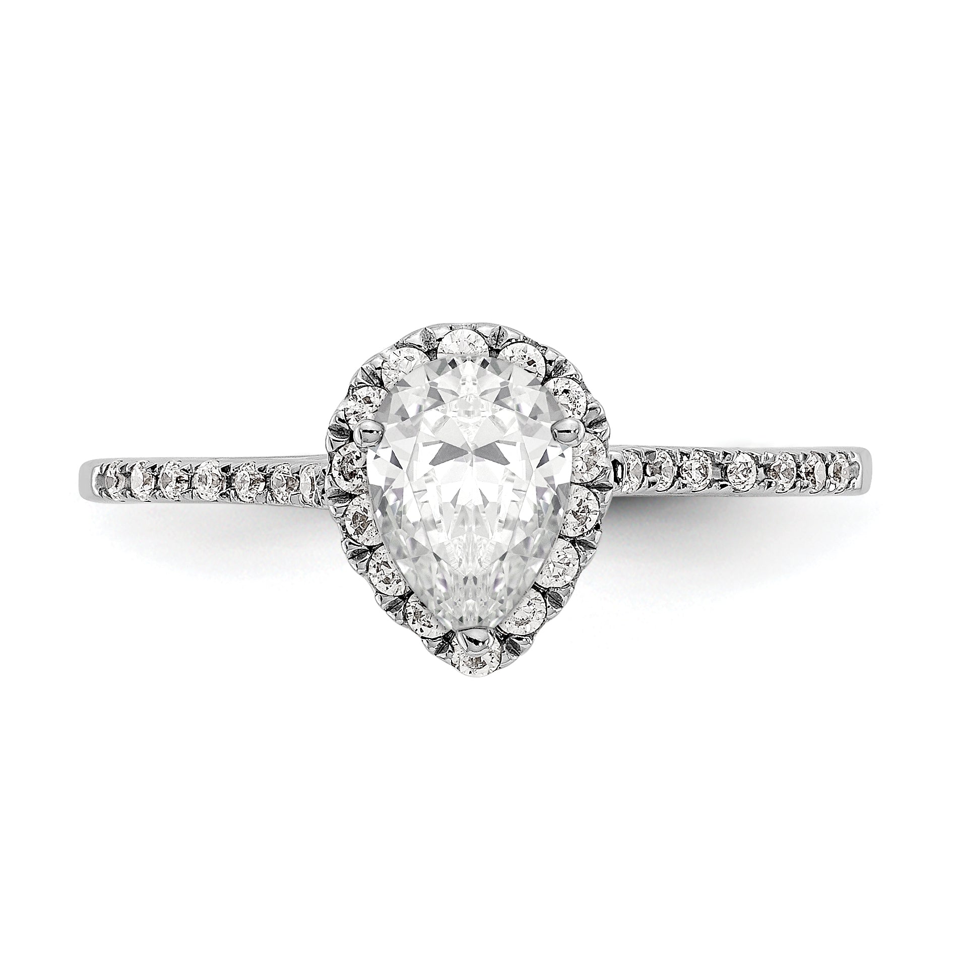 1.50ct. CZ Solid Real 14ktt Pear Halo Engagement Ring