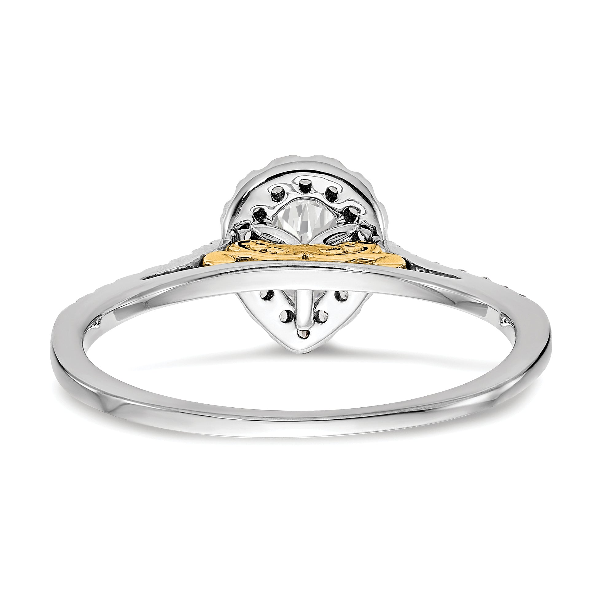 1.50ct. CZ Solid Real 14ktt Pear Halo Engagement Ring