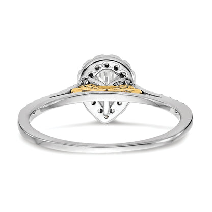 1.50ct. CZ Solid Real 14ktt Pear Halo Engagement Ring