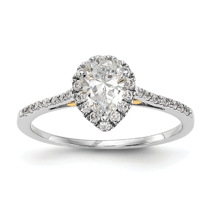 1.50ct. CZ Solid Real 14ktt Pear Halo Engagement Ring