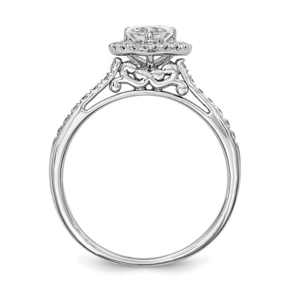 0.25ct. CZ Solid Real 14K White Gold Heart Halo Engagement Ring