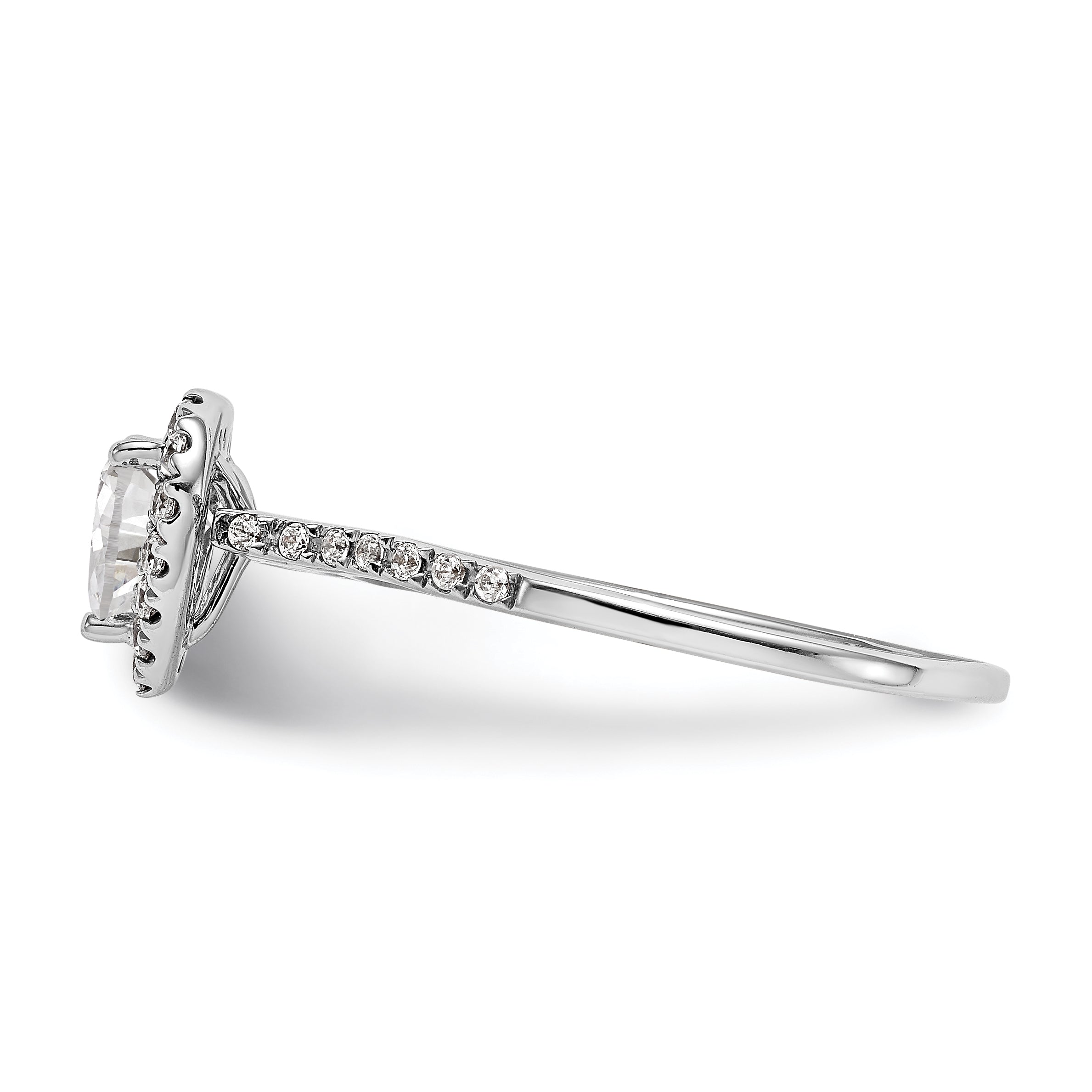 0.75ct. CZ Solid Real 14K White Gold Heart Halo Engagement Ring