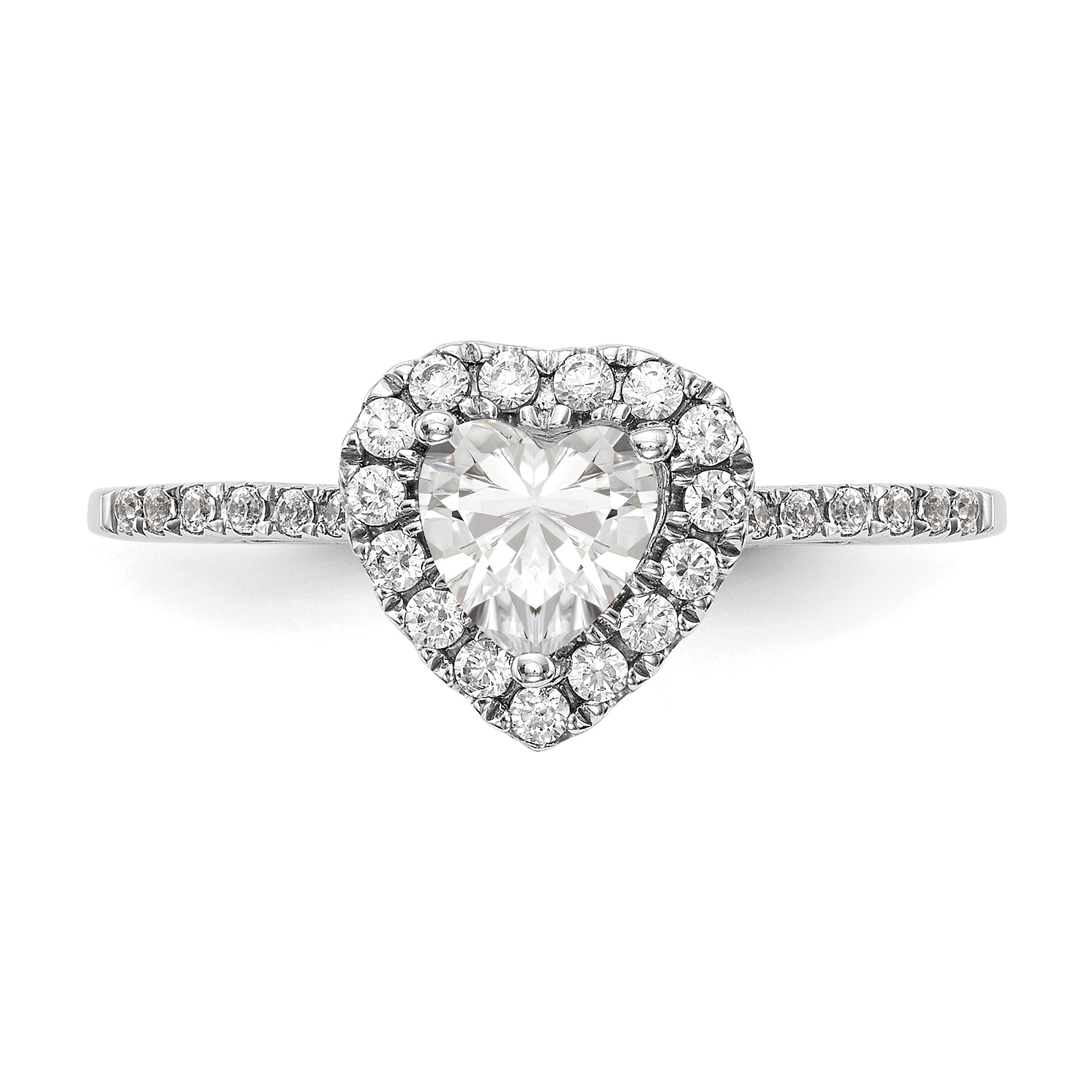 1.00ct. CZ Solid Real 14K White Gold Heart Halo Engagement Ring
