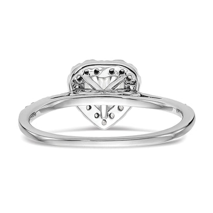0.25ct. CZ Solid Real 14K White Gold Heart Halo Engagement Ring