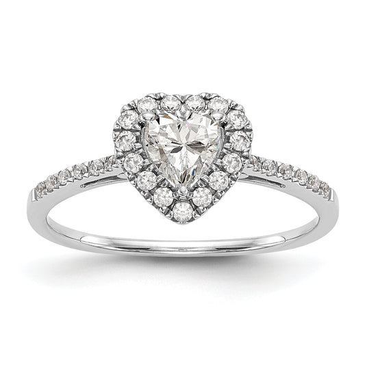 1.50ct. CZ Solid Real 14K White Gold Heart Halo Engagement Ring