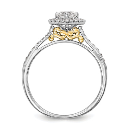 0.25ct. CZ Solid Real 14ktt Heart Halo Engagement Ring