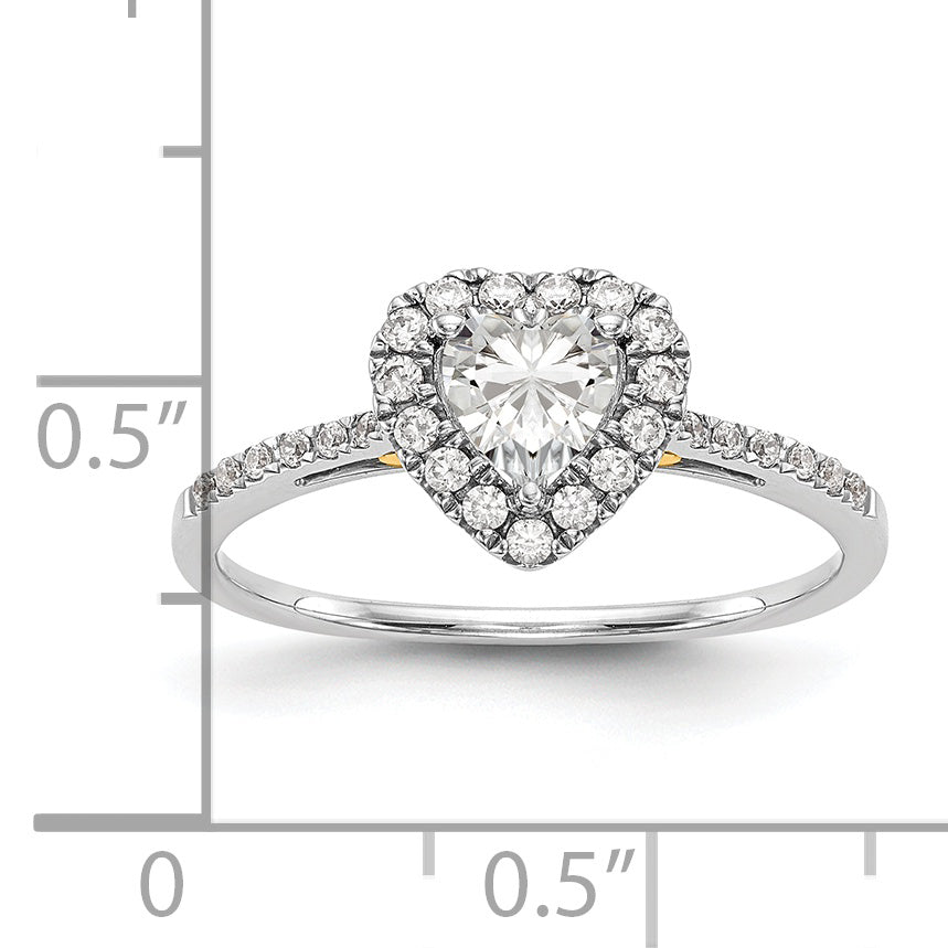 0.50ct. CZ Solid Real 14ktt Heart Halo Engagement Ring