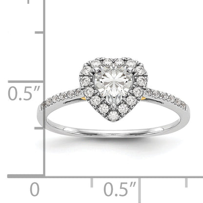 0.75ct. CZ Solid Real 14ktt Heart Halo Engagement Ring