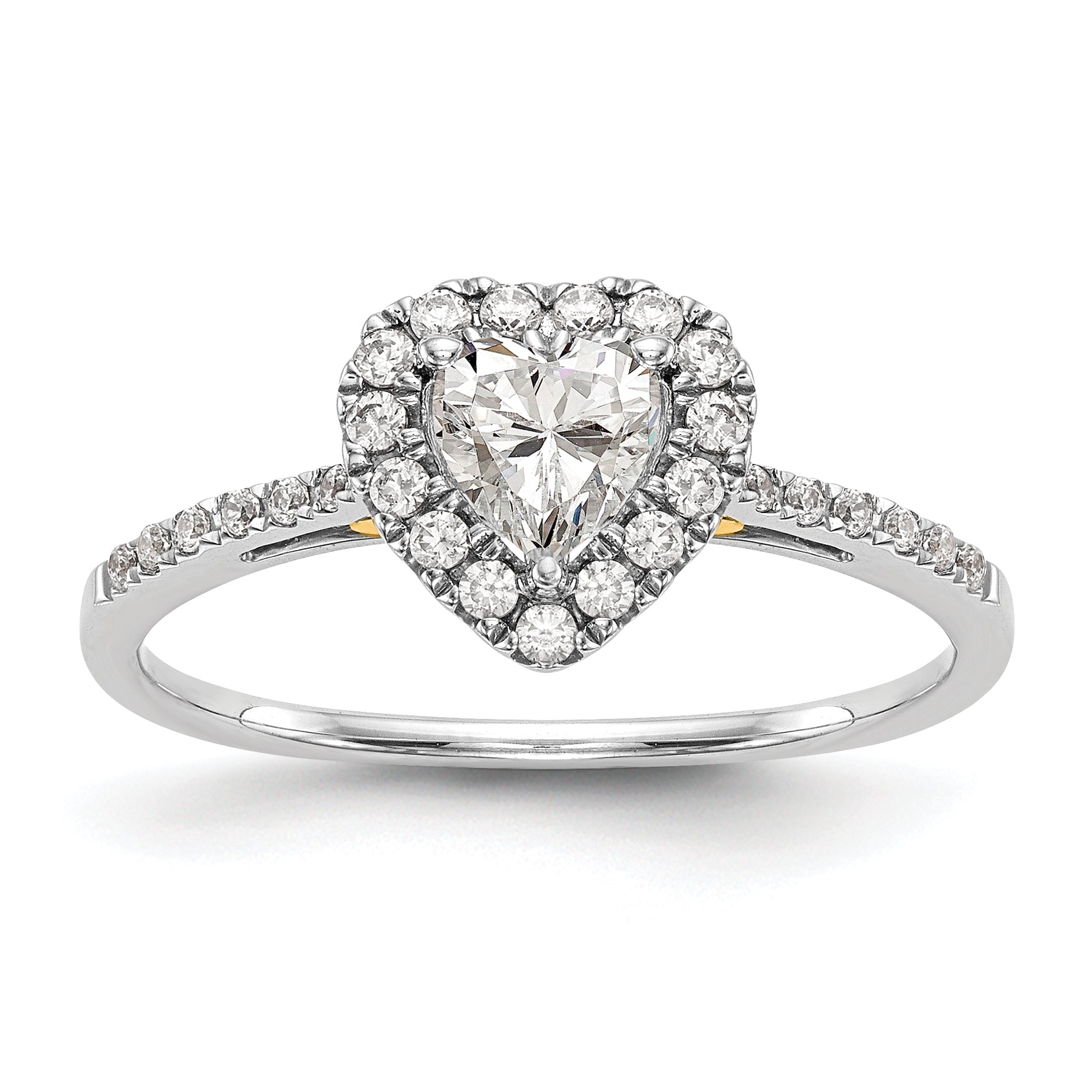 0.25ct. CZ Solid Real 14ktt Heart Halo Engagement Ring