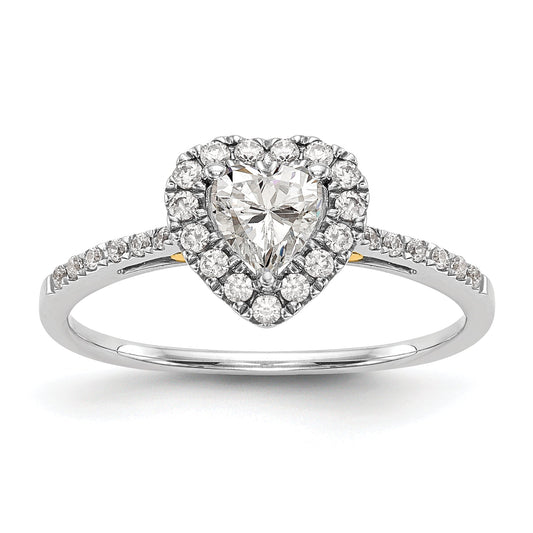 1.00ct. CZ Solid Real 14ktt Heart Halo Engagement Ring