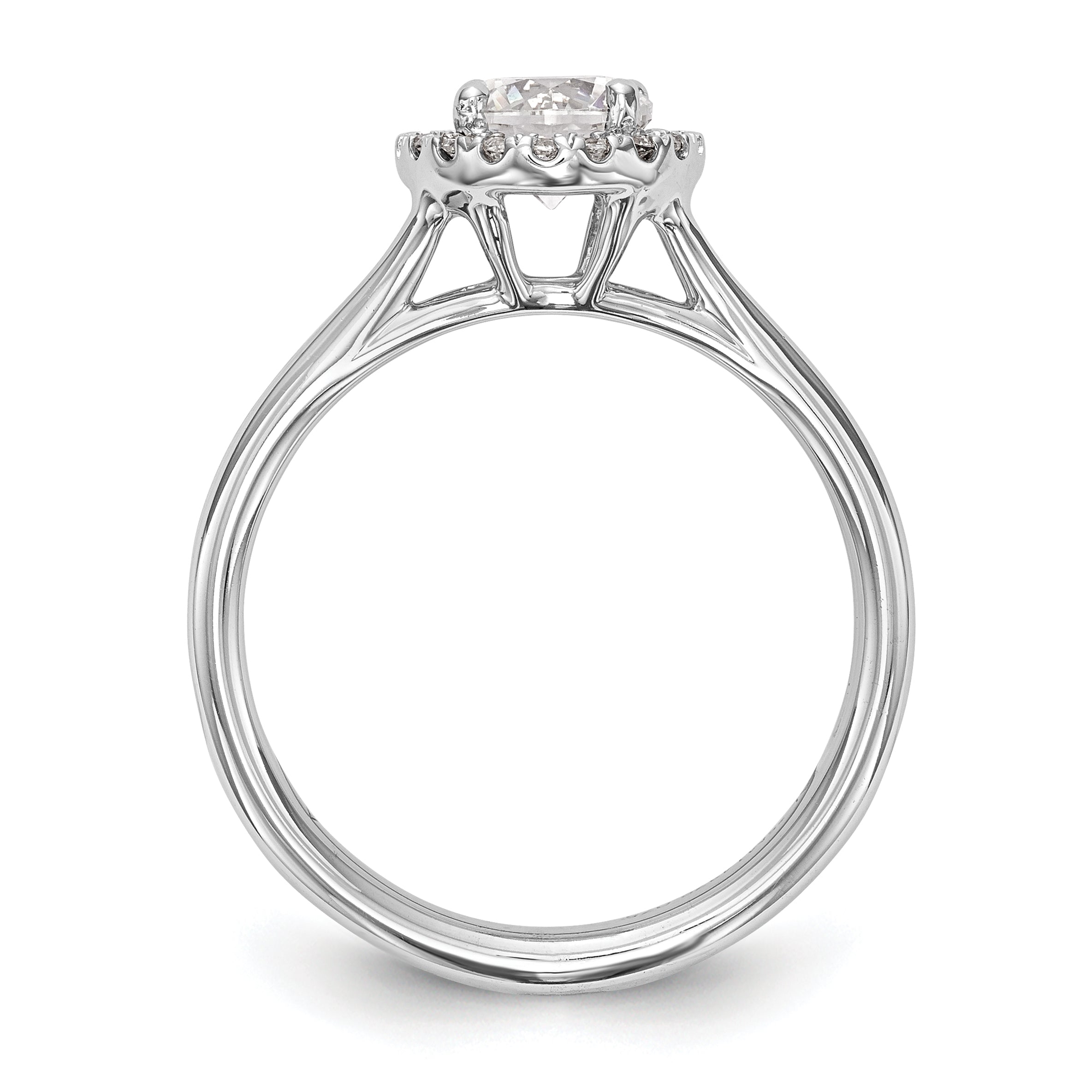 1.00ct. CZ Solid Real 14K White Gold Round Halo Split Shank Engagement Ring