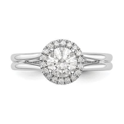 1.00ct. CZ Solid Real 14K White Gold Round Halo Split Shank Engagement Ring