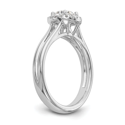 0.50ct. CZ Solid Real 14K White Gold Round Halo Split Shank Engagement Ring