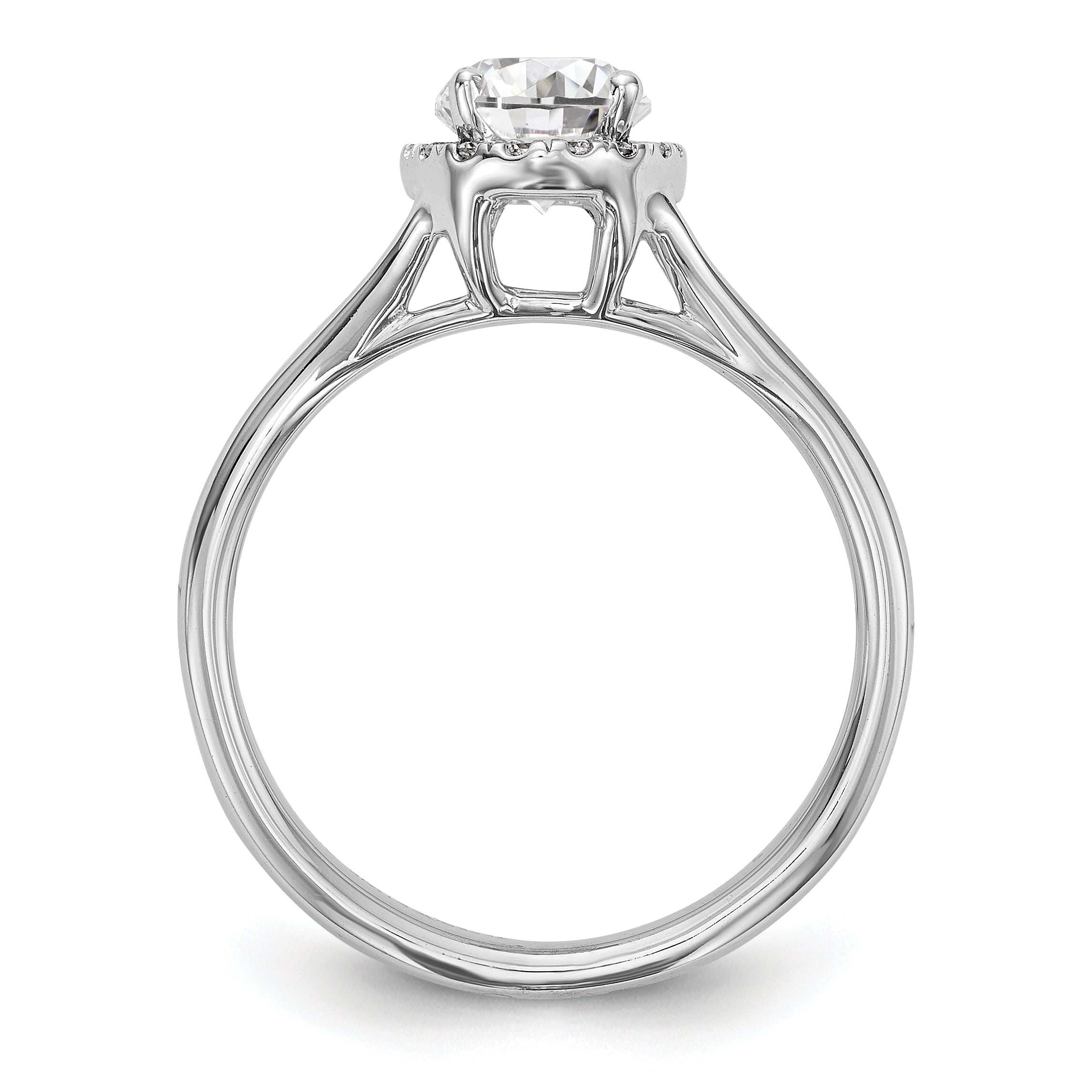 0.25ct. CZ Solid Real 14K White Gold Oval Halo Split Shank Engagement Ring