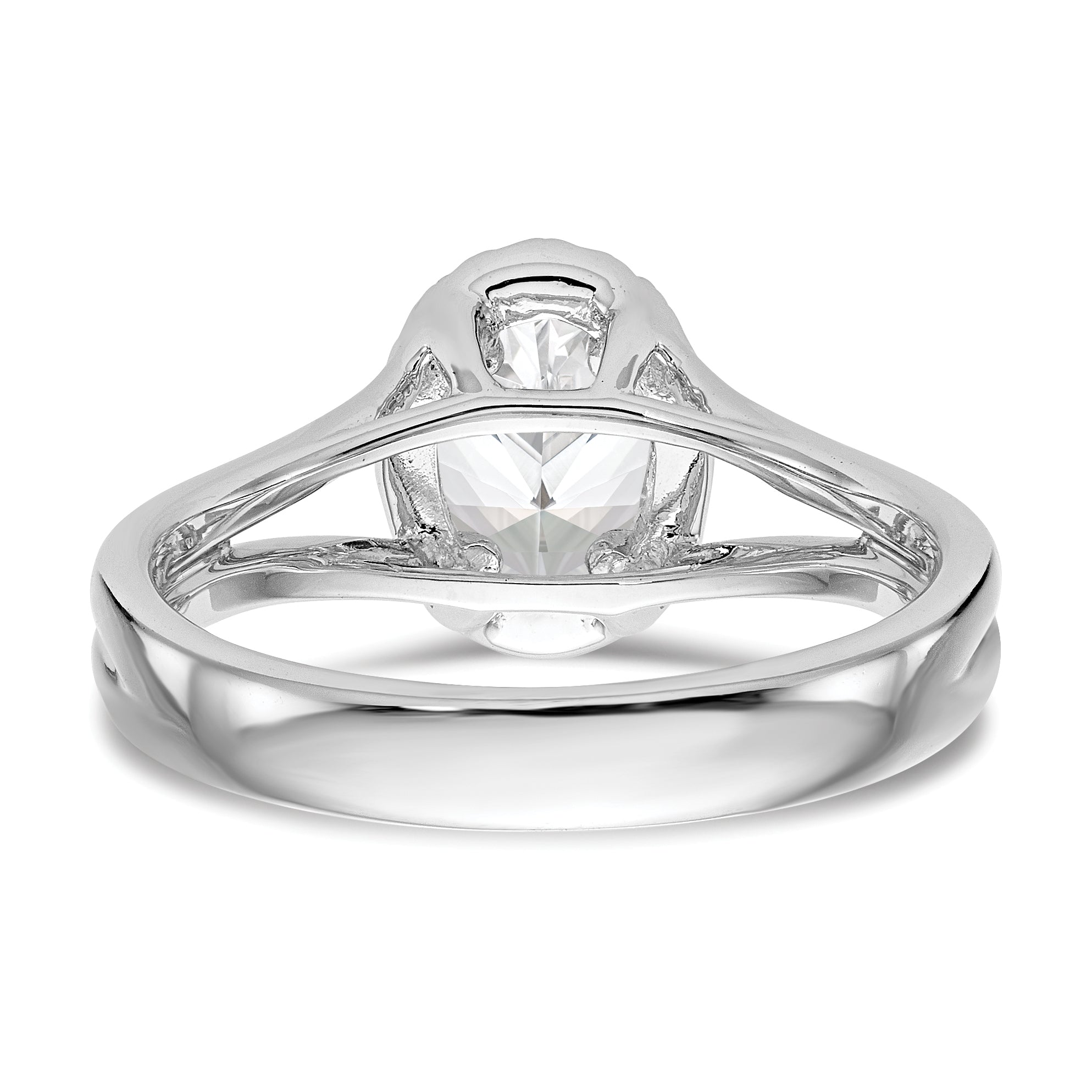0.25ct. CZ Solid Real 14K White Gold Oval Halo Split Shank Engagement Ring
