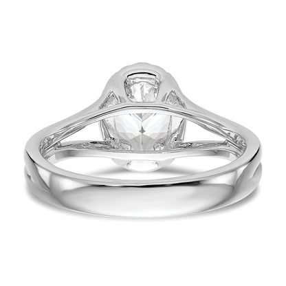 0.25ct. CZ Solid Real 14K White Gold Oval Halo Split Shank Engagement Ring