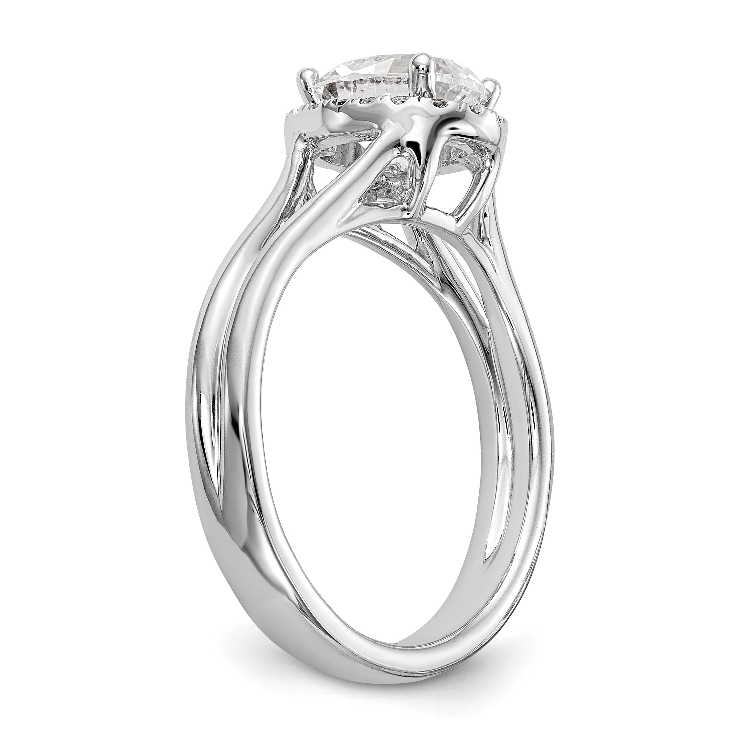 0.25ct. CZ Solid Real 14K White Gold Oval Halo Split Shank Engagement Ring