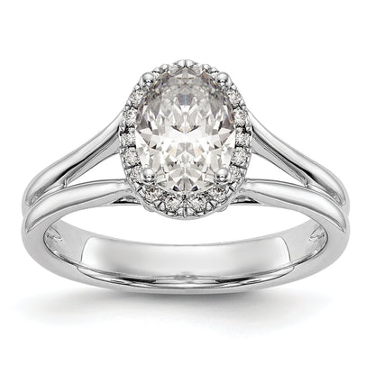 0.25ct. CZ Solid Real 14K White Gold Oval Halo Split Shank Engagement Ring