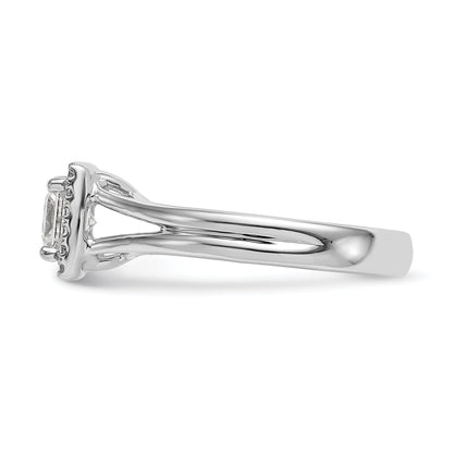 0.25ct. CZ Solid Real 14K White Gold Princess Halo Split Shank Engagement Ring