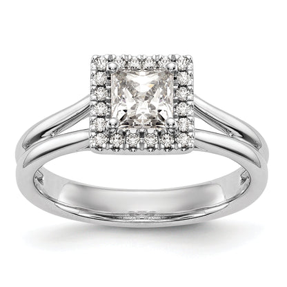0.25ct. CZ Solid Real 14K White Gold Princess Halo Split Shank Engagement Ring