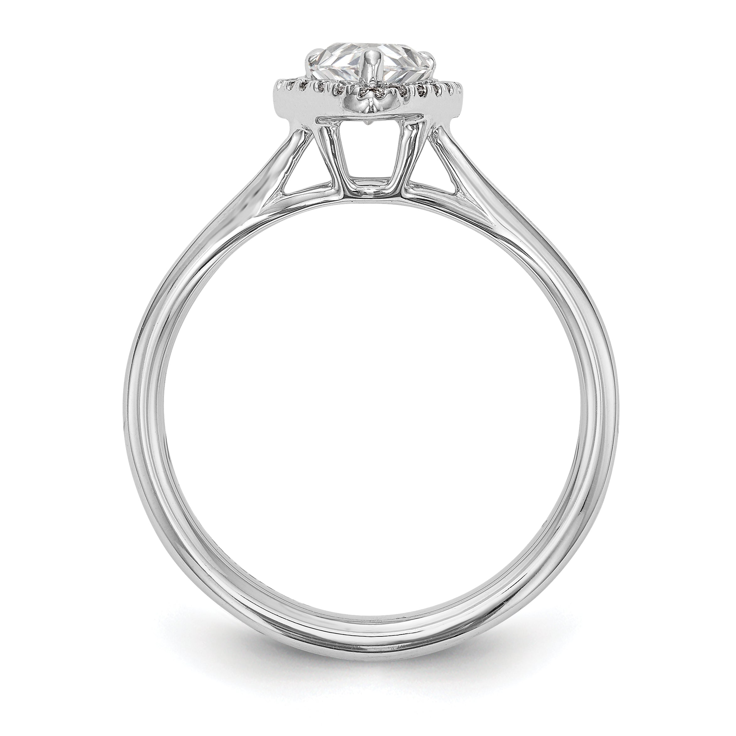1.25ct. CZ Solid Real 14K White Gold Pear Halo Split Shank Engagement Ring