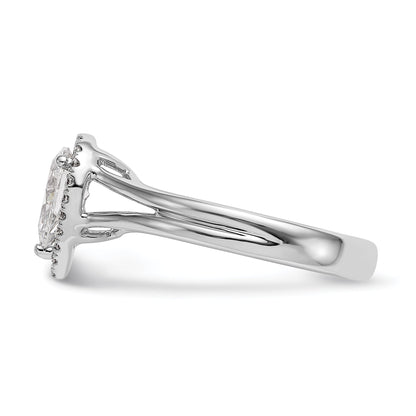 1.25ct. CZ Solid Real 14K White Gold Pear Halo Split Shank Engagement Ring