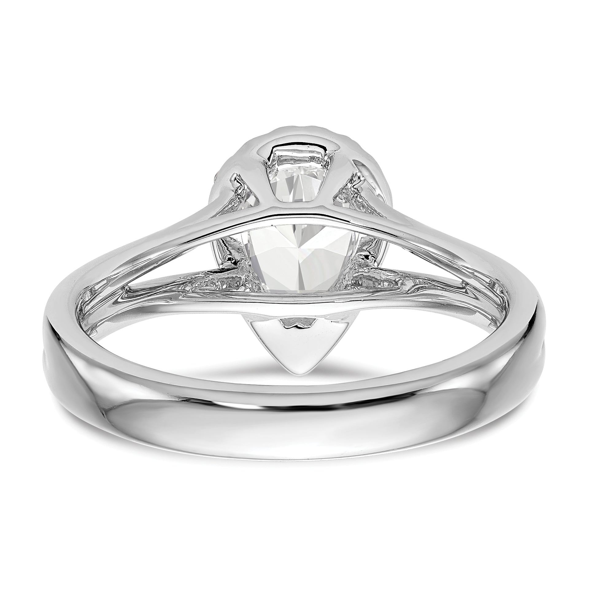 1.25ct. CZ Solid Real 14K White Gold Pear Halo Split Shank Engagement Ring
