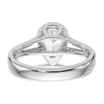 1.25ct. CZ Solid Real 14K White Gold Pear Halo Split Shank Engagement Ring