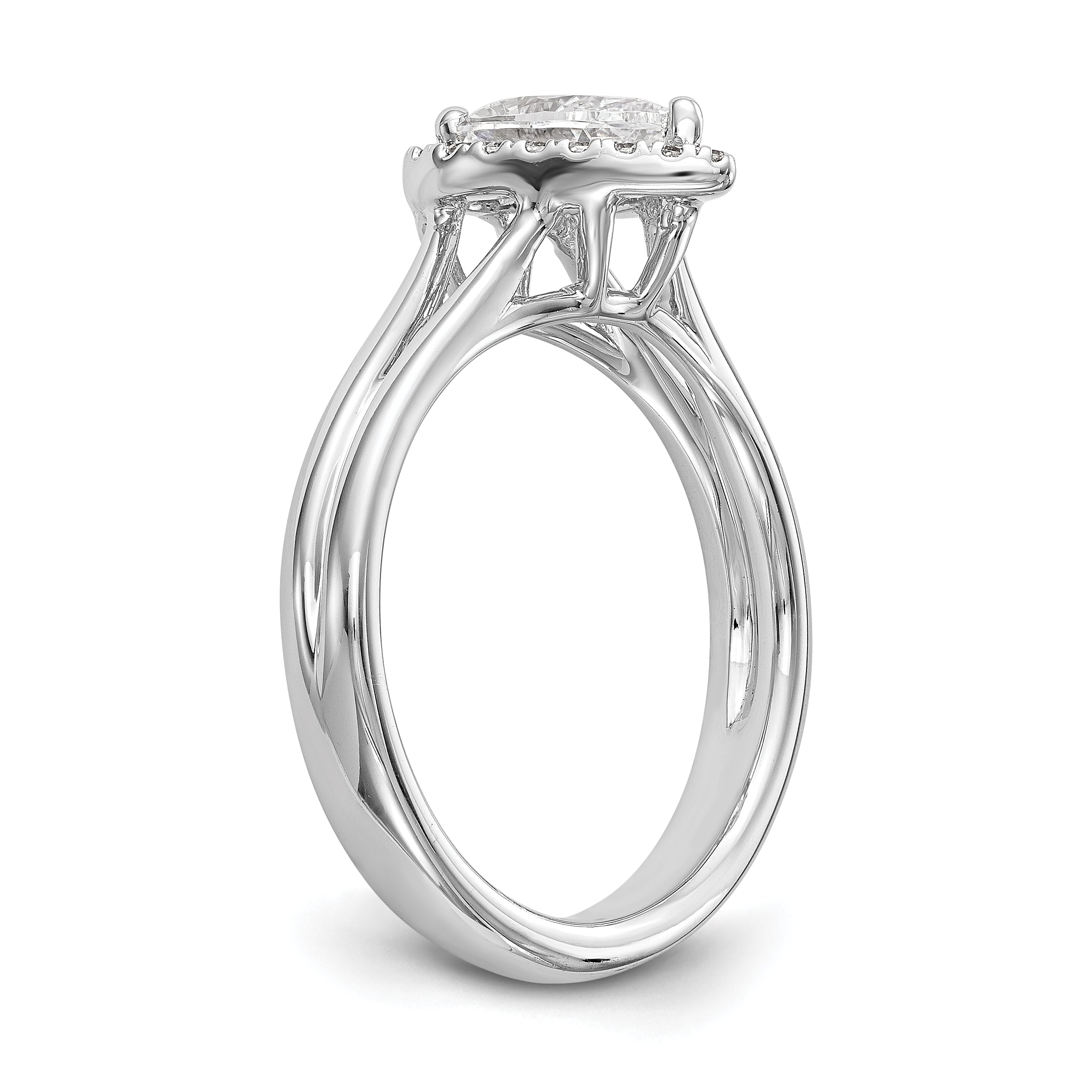 1.25ct. CZ Solid Real 14K White Gold Pear Halo Split Shank Engagement Ring