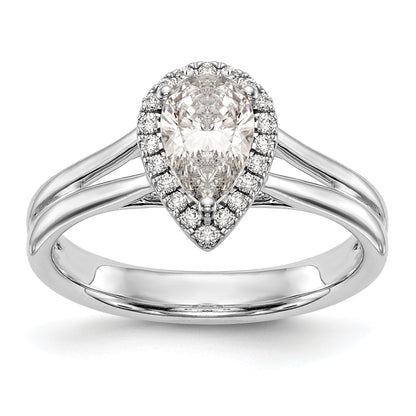 1.25ct. CZ Solid Real 14K White Gold Pear Halo Split Shank Engagement Ring