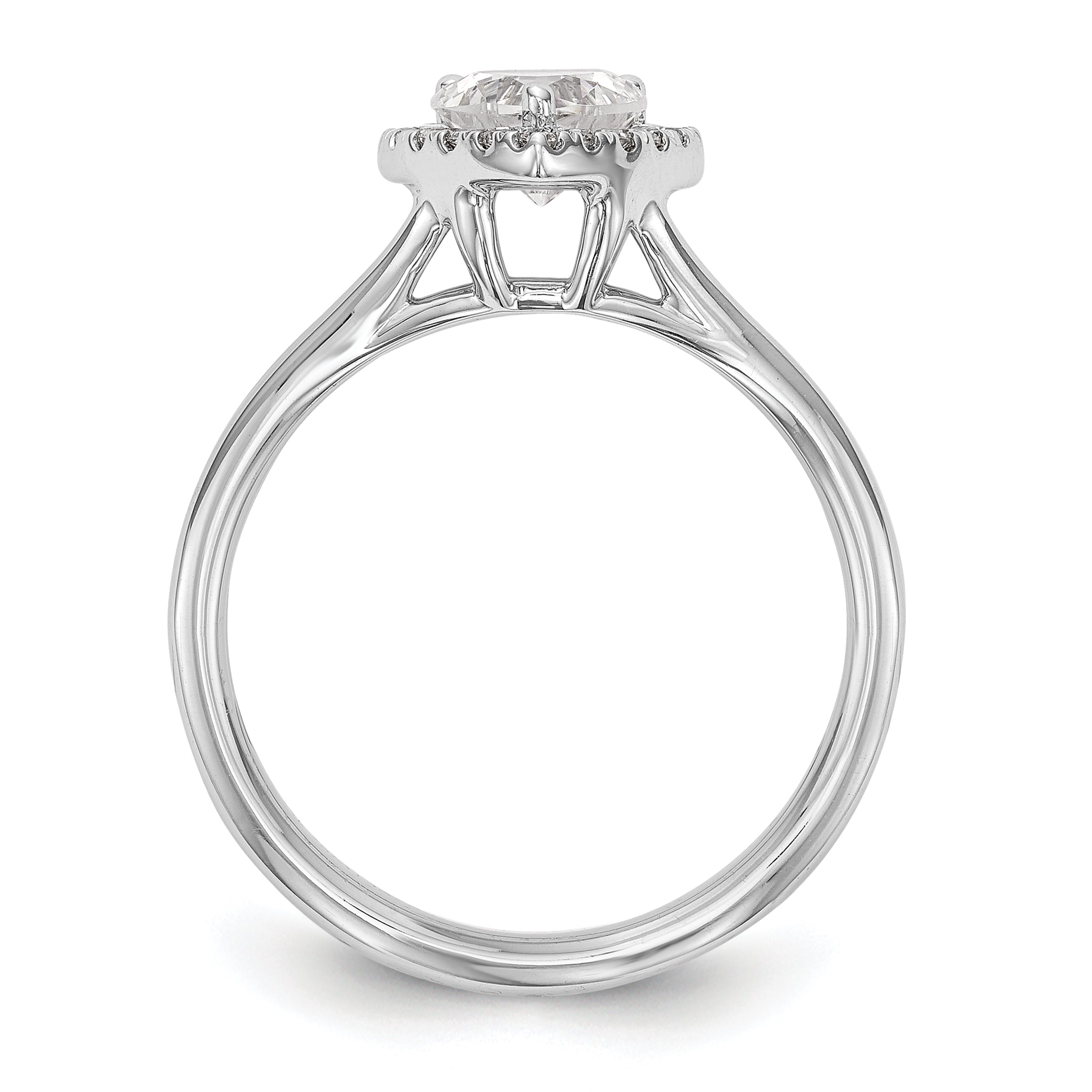 0.25ct. CZ Solid Real 14K White Gold Heart Halo Split Shank Engagement Ring